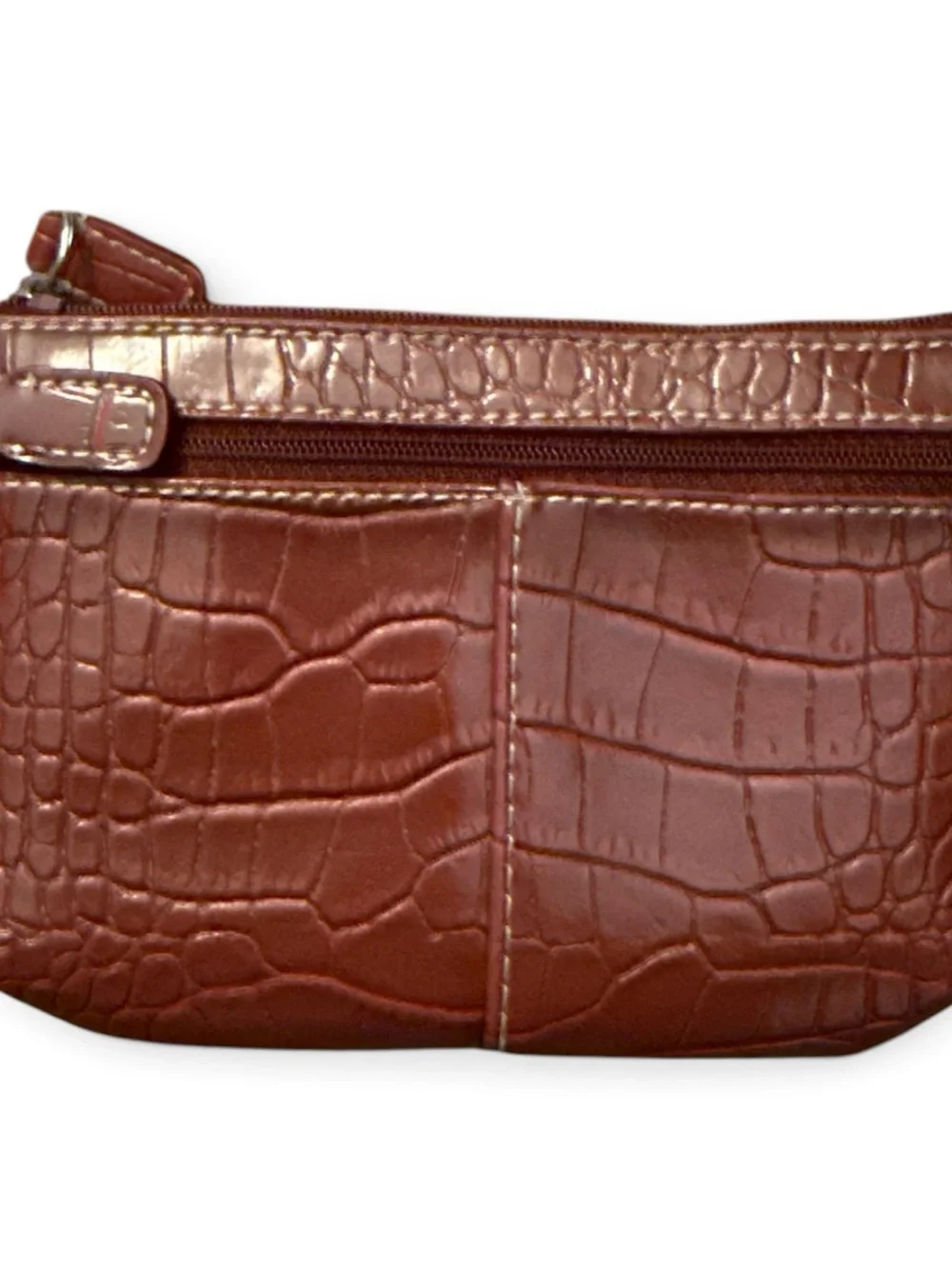 Nine West Croc-Texture Card & Key Holder in Deep Brown